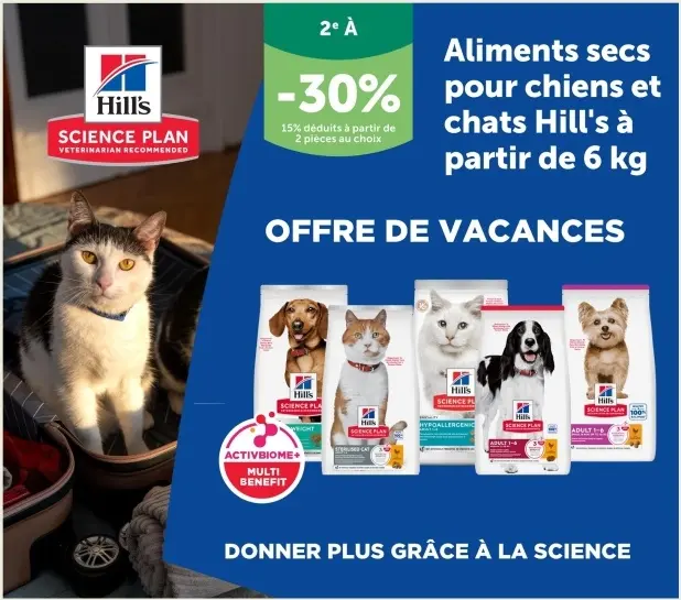 Offre: Aliments secs pour chiens et chats Hill's