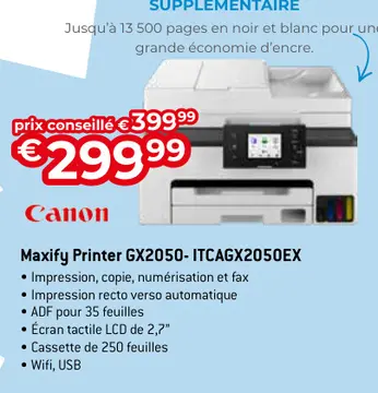Offre: Maxify Printer GX2050- ITCAGX2050EX