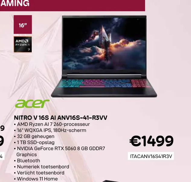 Promotie: Nitro v 16s ai anv16s-41-r3vv