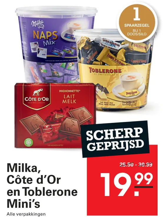 Aanbieding: Milka, Côte d'Or en Toblerone Mini's