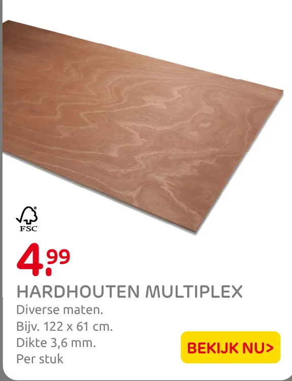Aanbieding: Hardhouten multiplex