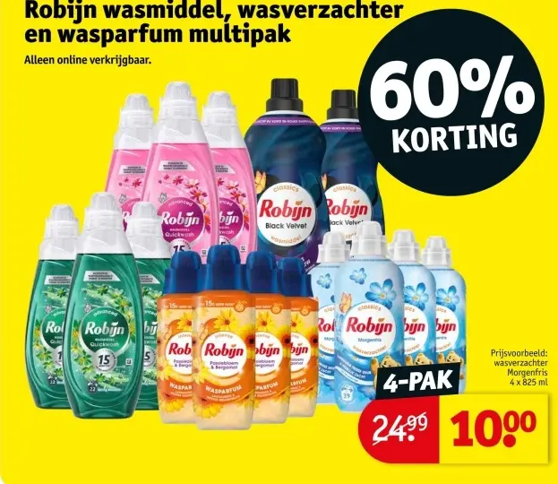 Aanbieding: Robijn wasmiddel, wasverzachter en wasparfum multipak