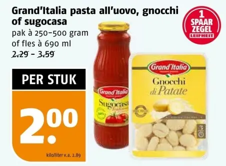 Aanbieding: Pasta all'uovo, gnocchi of sugocasa