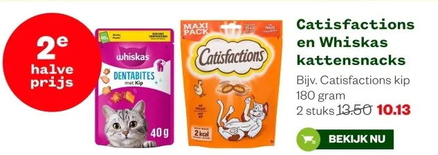 Aanbieding: Catisfactions en Whiskas kattensnacks