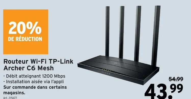 Offre: Routeur Wi-Fi TP-Link Archer C6 Mesh