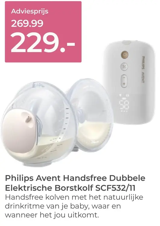 Aanbieding: Handsfree Dubbele Elektrische Borstkolf SCF53