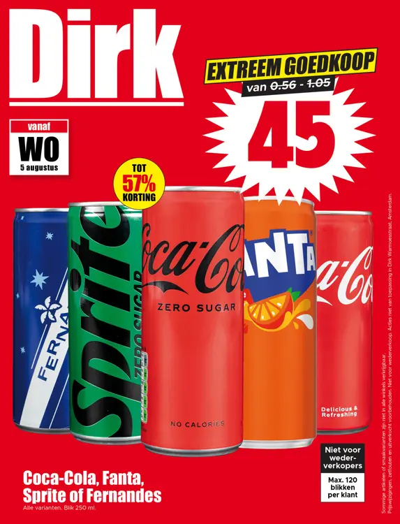 Aanbieding: Coca-Cola, Fanta, Sprite of Fernandes