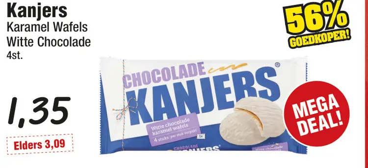 Aanbieding: Kanjers Karamel Wafels Witte Chocolade
