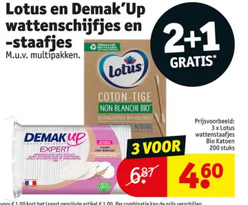 Aanbieding: Lotus en Demak'Up wattenschijfjes en -staafje