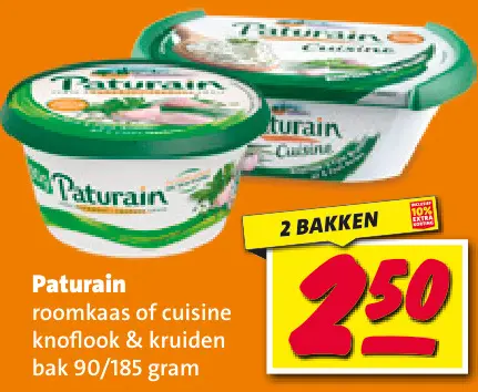 Aanbieding: Paturain roomkaas of cuisine knoflook & kruid