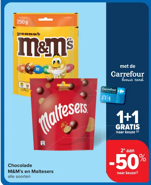 Promotie: Chocolade M&M's en Maltesers