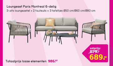 Aanbieding: Loungeset Paris Montreal - 6-delig