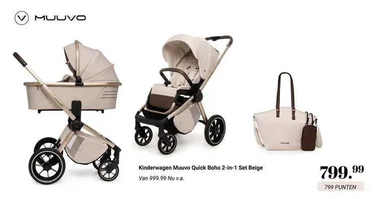 Aanbieding: Kinderwagen Muuvo Quick Boho 2-in-1 Set Beige