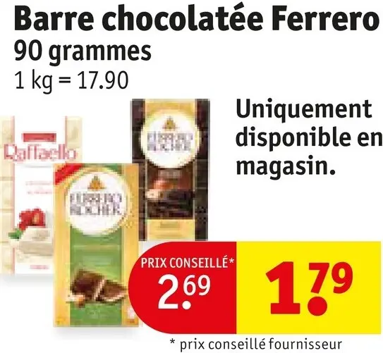Offre: Barre chocolatée