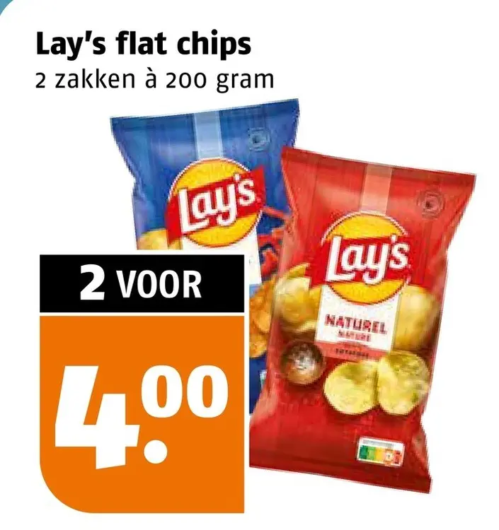 Aanbieding: Lay's flat chips