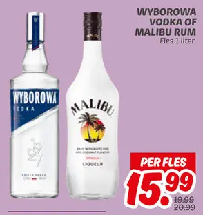 Aanbieding: WYBOROWA VODKA OF MALIBU RUM
