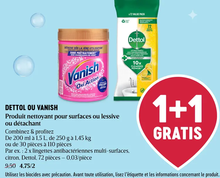 Offre: Produit nettoyant pour surfaces ou lessive ou détachant