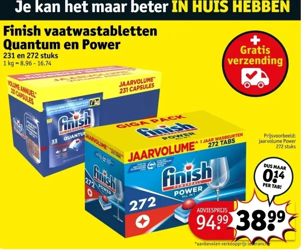 Promotie: vaatwastabletten Quantum en Power
