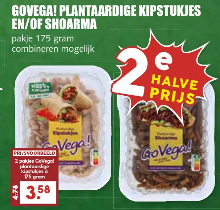 Aanbieding: Plantaardige kipstukjes en/of shoarma