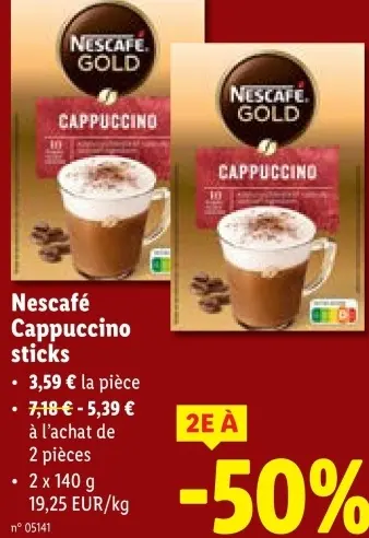 Offre: Nescafé Cappuccino sticks