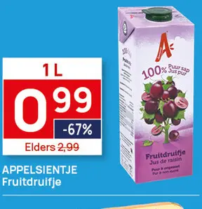 Aanbieding: 2 pakken Appelsientje Fruitdruifje 1L