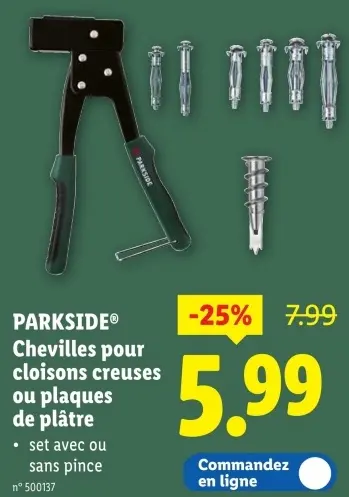 Offre: Chevilles pour cloisons creuses ou plaques de