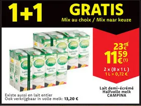 Offre: Lait demi-écrémé / Halfvolle melk
