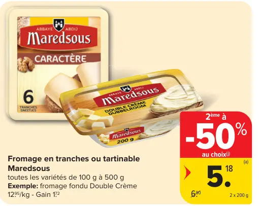Offre: Fromage en tranches ou tartinable
