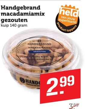 Aanbieding: Handgebrand macadamiamix gezouten