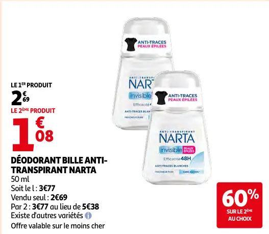 Promotie: Déodorant bille anti-transpirant