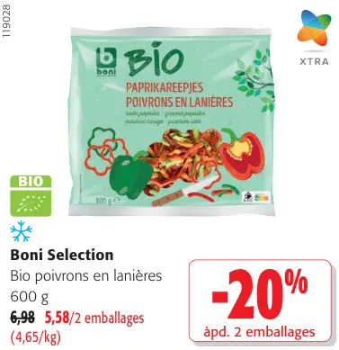 Offre: Bio poivrons en lanières