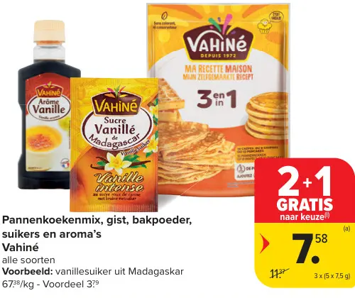 Promotie: Pannenkoekenmix, gist, bakpoeder, suikers en aroma's Vahiné