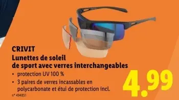 Offre: Lunettes de soleil de sport avec verres interchangeables