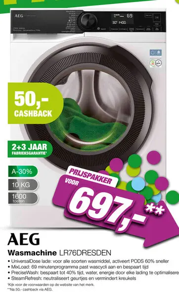 Aanbieding: AEG LR76DRESDEN 7000 ProSteam UniversalDose Wasmachine