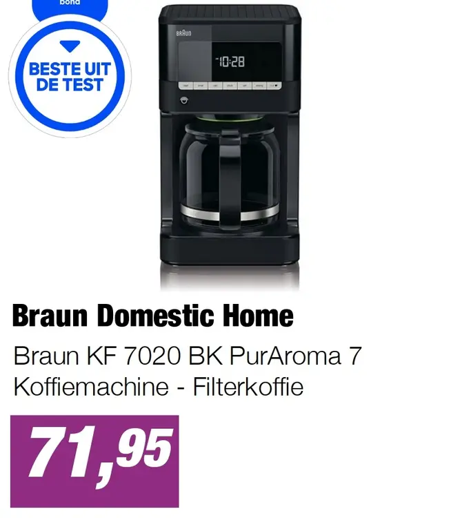 Aanbieding: Braun KF 7020 BK PurAroma 7 Koffiemachine - Filterkoffie
