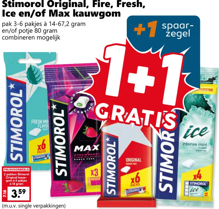 Aanbieding: Stimorol Original, Fire, Fresh, Ice en/of Max kauwgom