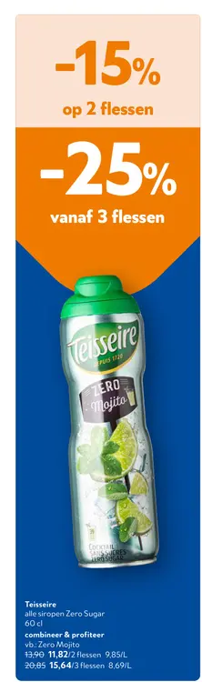 Promotie: Teisseire alle siropen Zero Sugar