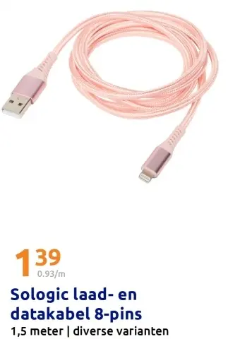 Promotie: Sologic laad- en datakabel 8-pins