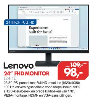 Aanbieding: 24" fhd monitor l24-4e
