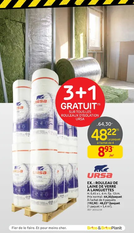 Offre: Rouleau de laine de verre à languettes