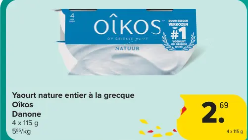 Offre: Yaourt nature entier à la grecque
