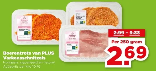 Aanbieding: Boerentrots van PLUS Varkensschnitzels