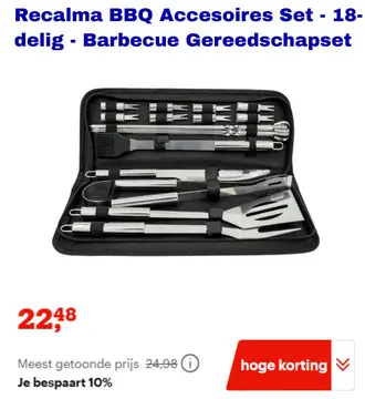 Aanbieding: Recalma BBQ Accesoires Set - 18-delig - Barbe