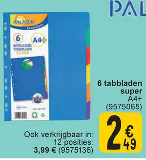 Aanbieding: 6 tabbladen super A4+