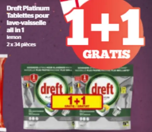 Offre: Dreft Platinum Tablettes pour lave-vaisselle 
