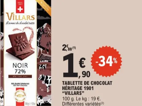 Offre: Tablette de chocolat Héritage 1901