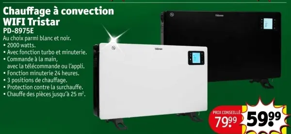 Offre: Chauffage à convection WIFI Tristar PD-8975E