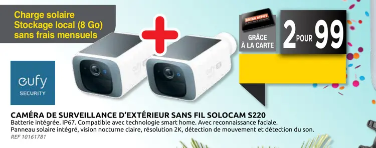 Offre: Caméra de surveillance d'extérieur sans fil solocam 5220