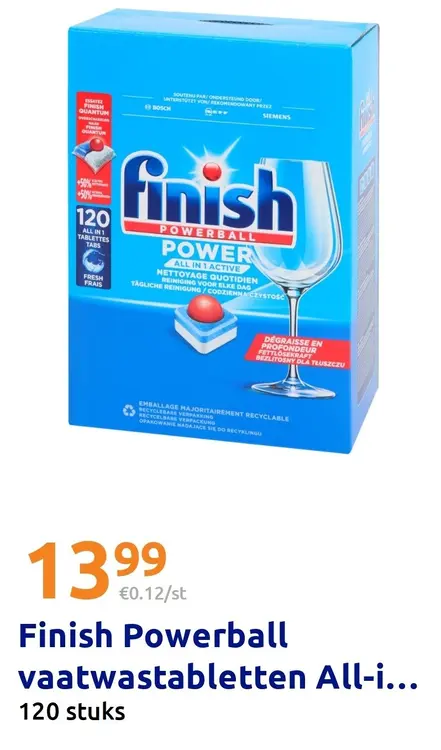 Promotie: Finish Powerball vaatwastabletten All-in-One