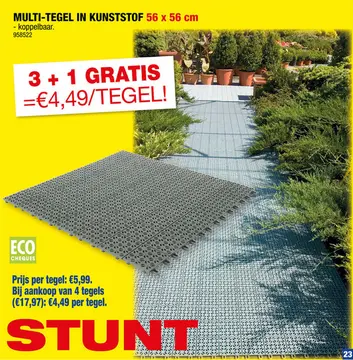 Aanbieding: Multiplate terrastegel 56x56x1 cm pvc